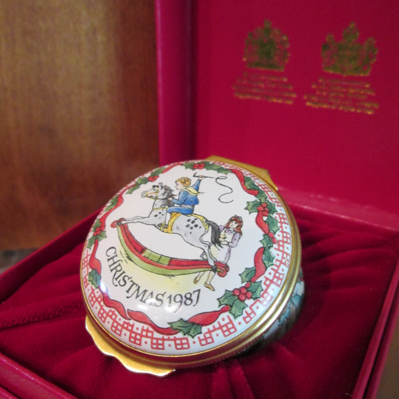 Enamel Trinket Box ROCKING HORSE Christmas 1987